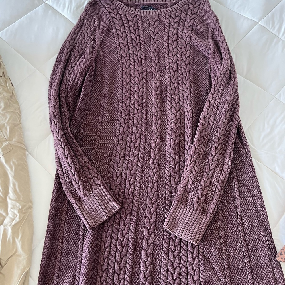 Abercrombie & Fitch Cable Knit Sweater Dress - Purple